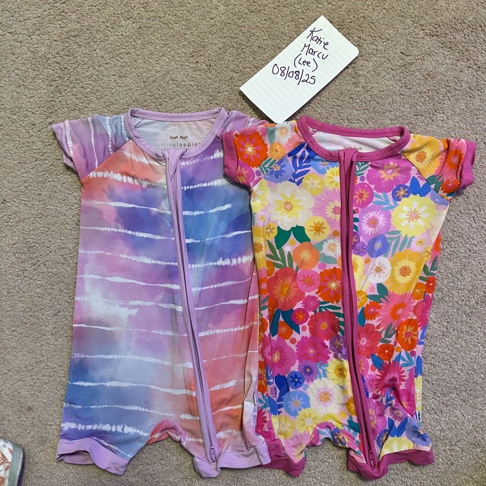 Little Sleepies Floral and Tie-Dye Shorties - 6-12 never worn